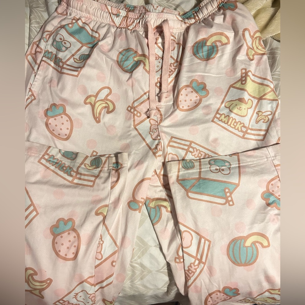 Hello kitty strawberry milk pj pants